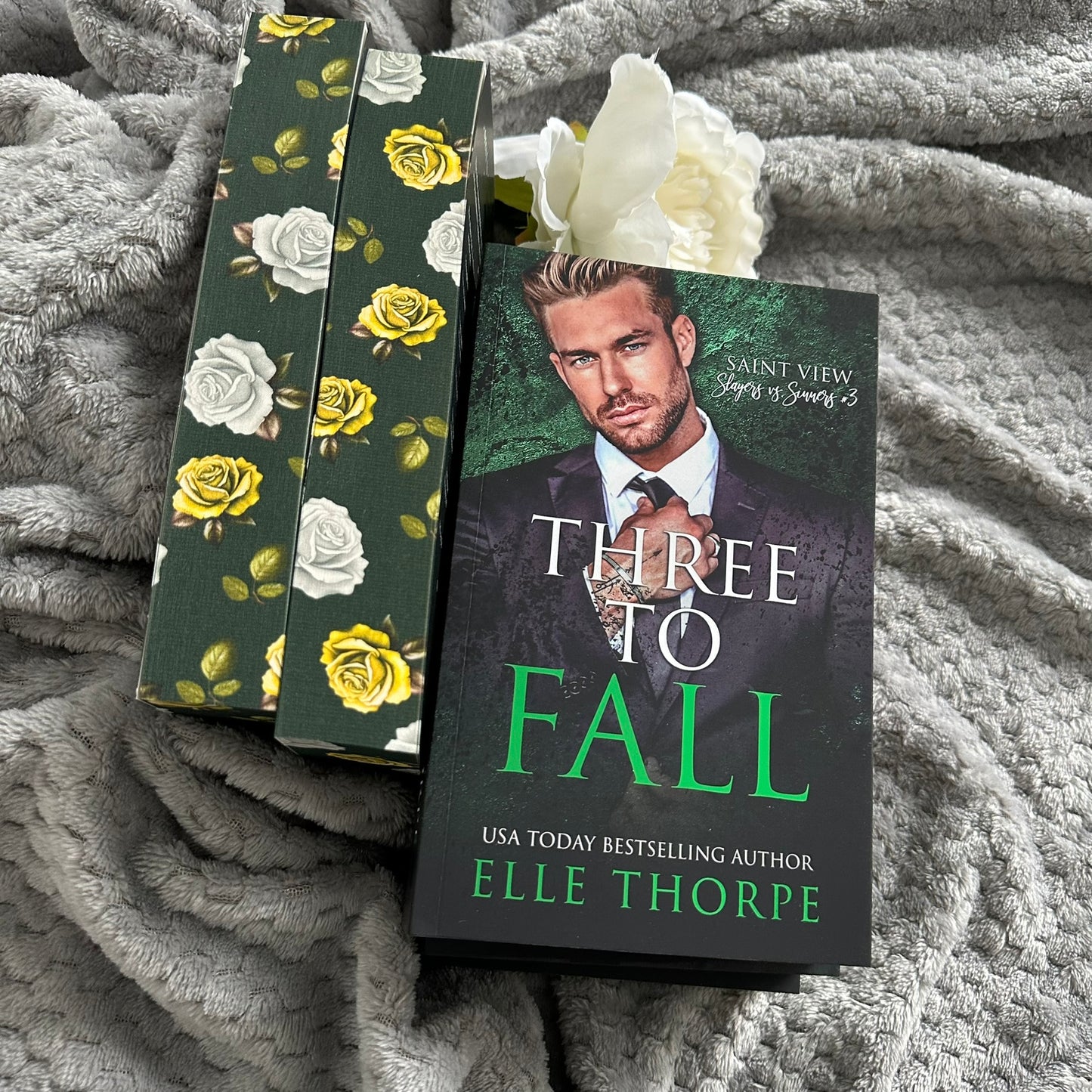 Three To Fall — Foil Signed Paperback with Sprayed Edges