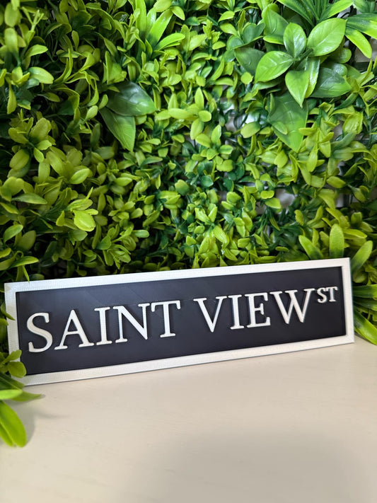Saint View Bookshelf Street Sign