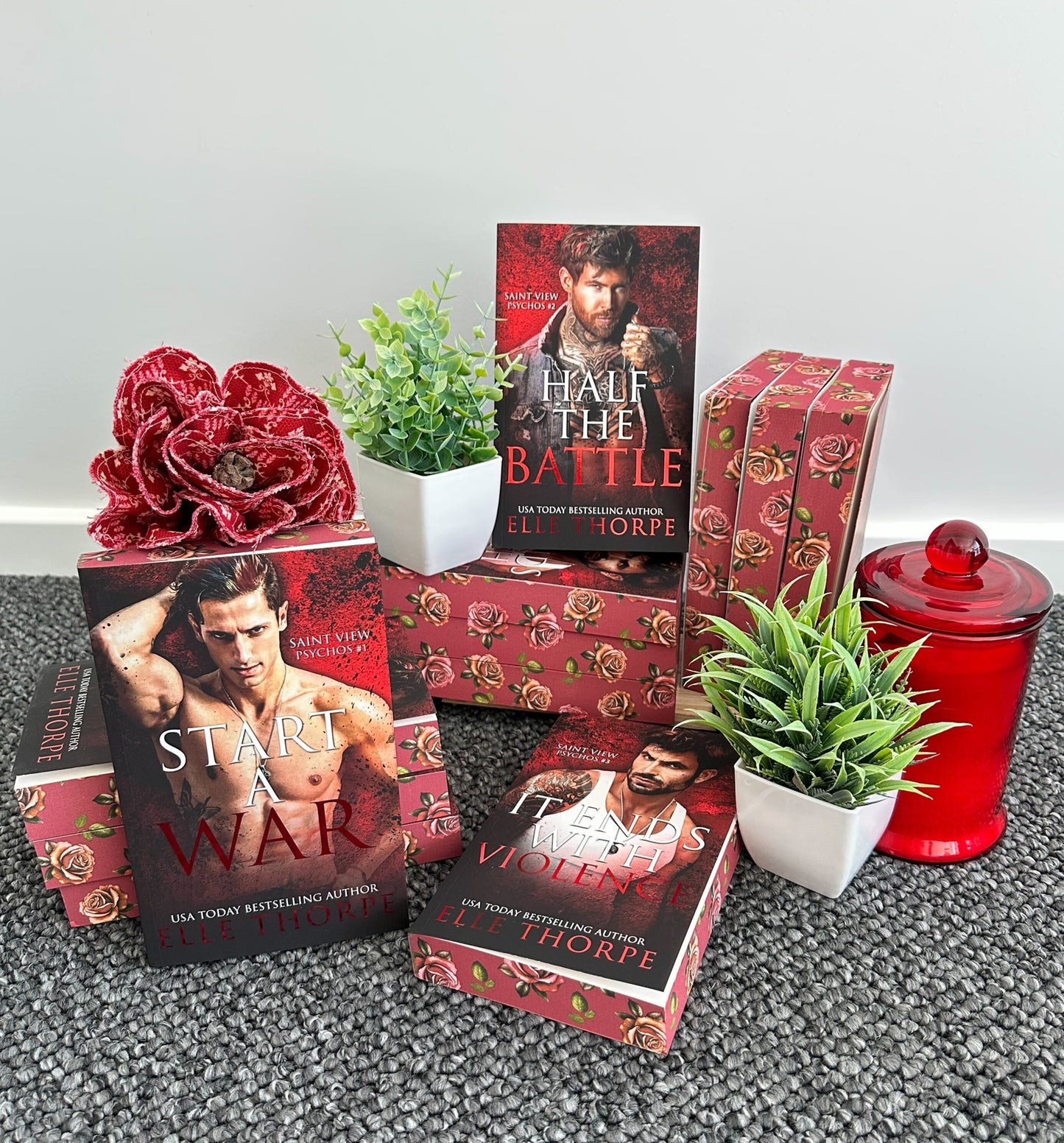 Saint View Psychos Trilogy — Signed Red Foil Paperbacks with Sprayed Edges