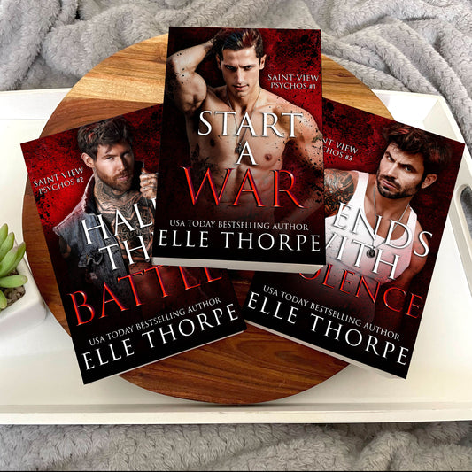 Saint View Psychos Trilogy — Signed Red Foil Paperbacks with Sprayed Edges