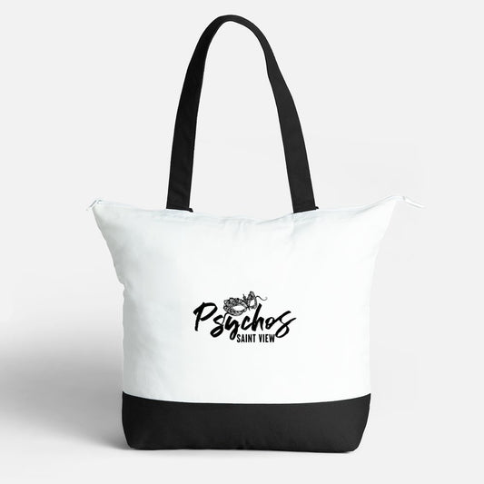 Saint View Tote Bags with Zipper - Psychos Logo